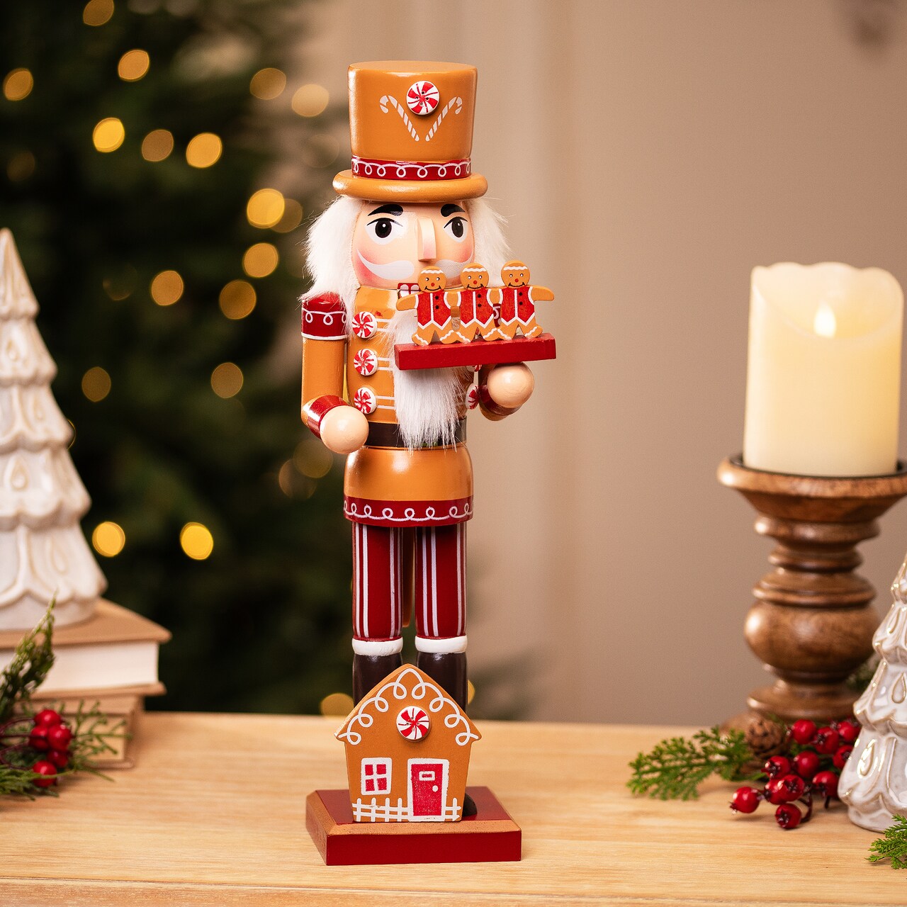 Northlight Peppermint Gingerbread Wooden Christmas Nutcracker - 14"